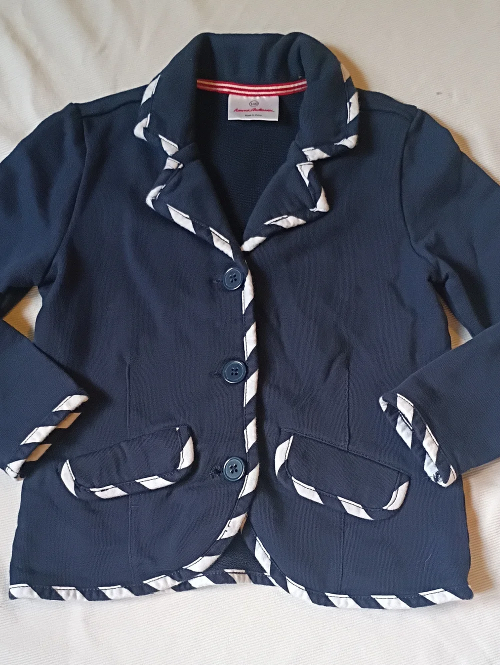 Hanna Andersson Sweatshirt Navy Blazer with White Trim